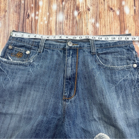 VIntage Makaveli Jeans Men’s 2pac Blue Denim Jean Shorts Size 38 - Picture 10 of 16